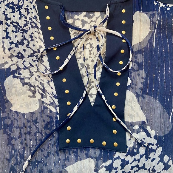 Zara | Navy Studded Blouse - Picture 4 of 7